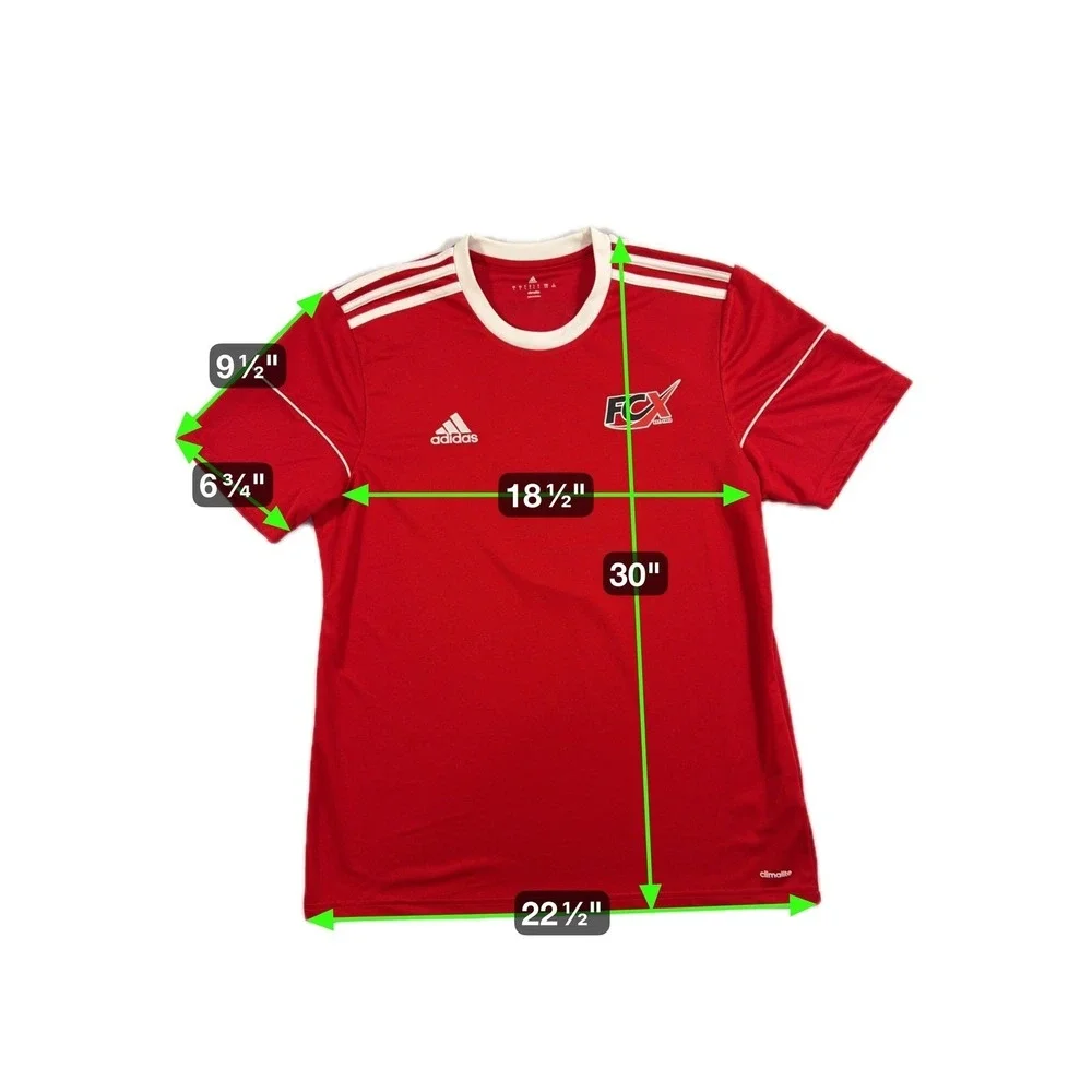 FCX Soccer Club Jersey Shirt‎ Mens Large Red Short Sleeve Adidas Climalite 7